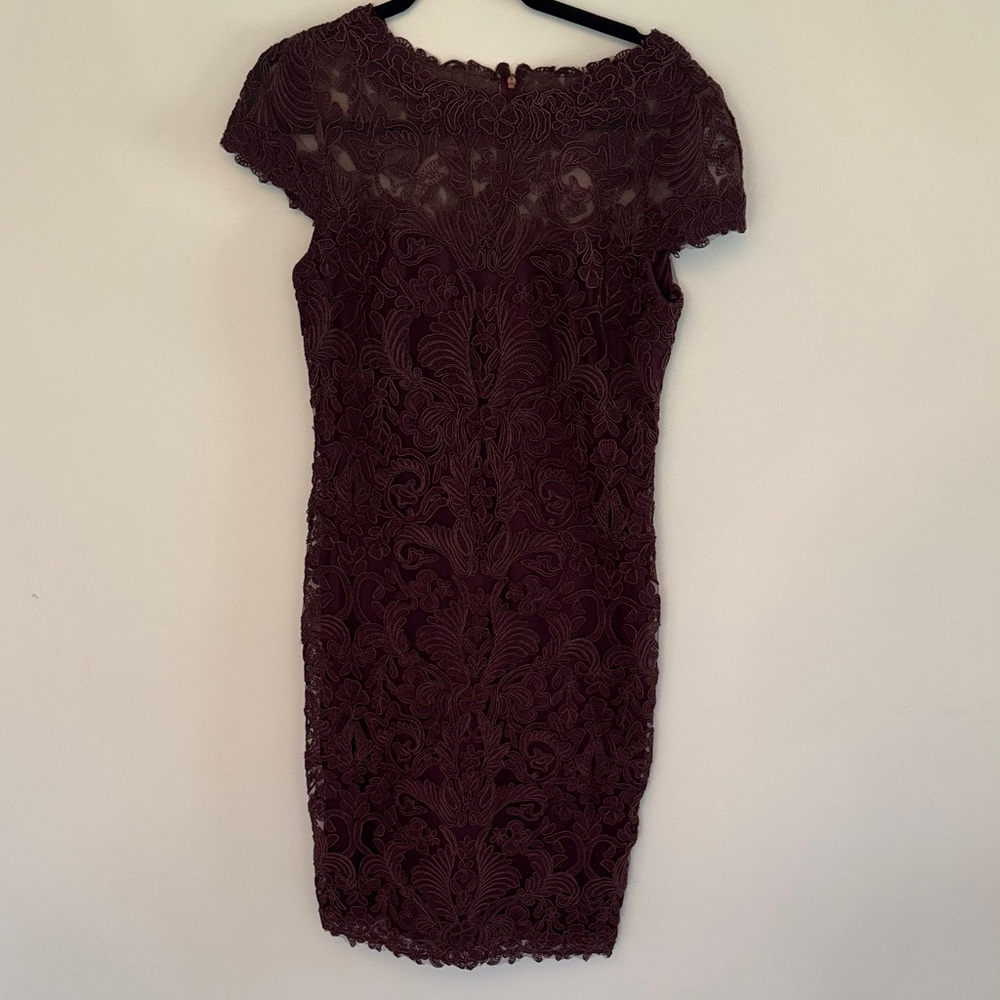 Tadashi Shoji Burgundy Lace Mini Dress